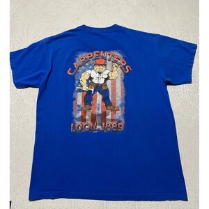 Bayside Mens Blue Carpenters Local 1889 Union Graphic Pocket T-Shirt XL USA Made